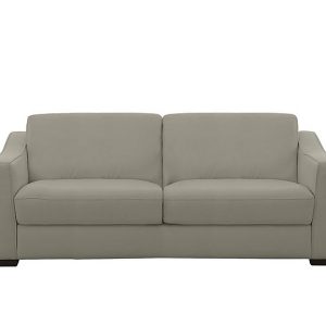Optimus Space Saving BV Leather Sofa Bed with Memory Foam Mattress  Silver Grey | Bed Sava