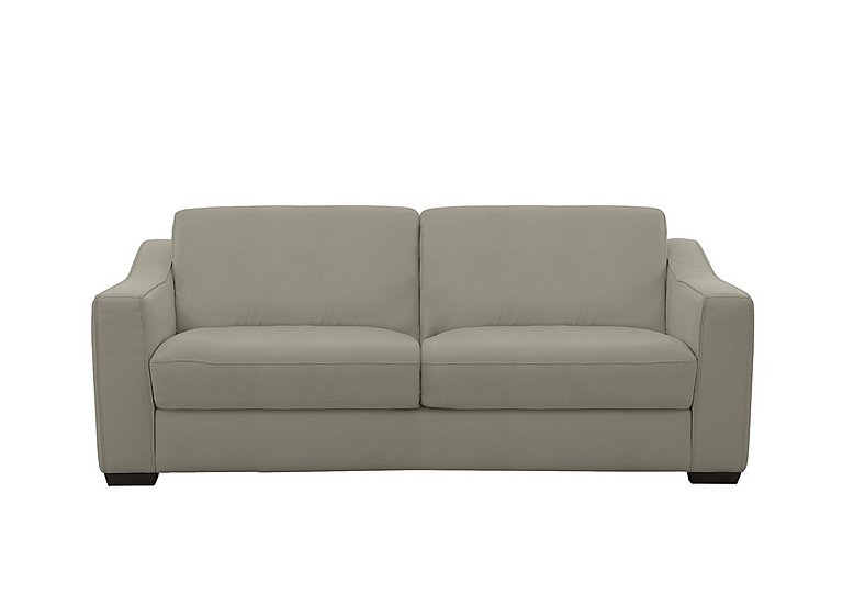 Optimus Space Saving BV Leather Sofa Bed with Memory Foam Mattress - Silver Grey