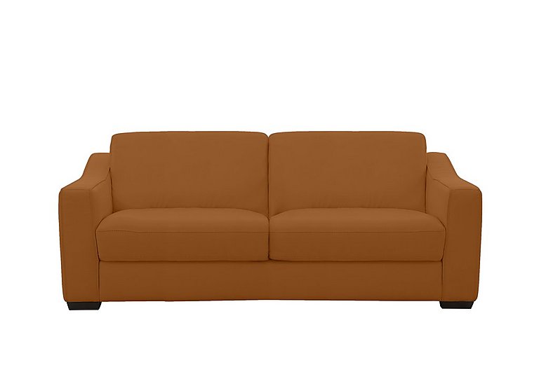 Optimus Space Saving NC Leather Sofa Bed with Memory Foam Mattress - Pecan Brown