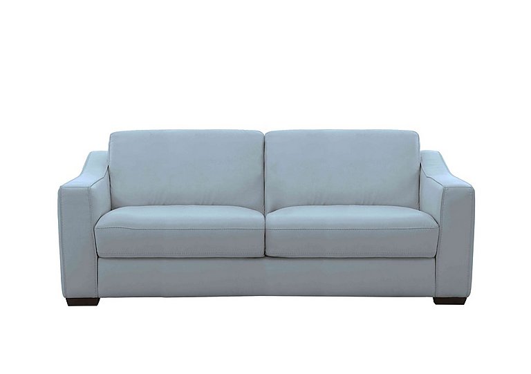 Optimus Space Saving NC Leather Sofa Bed with Memory Foam Mattress - Pearl Blue