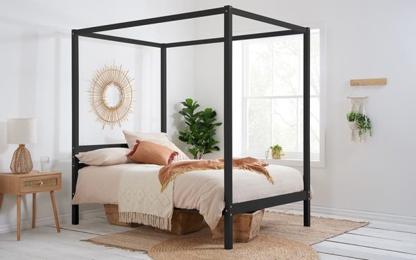 Birlea Mercia Four Poster Bed Frame King Size Black | Bed Sava