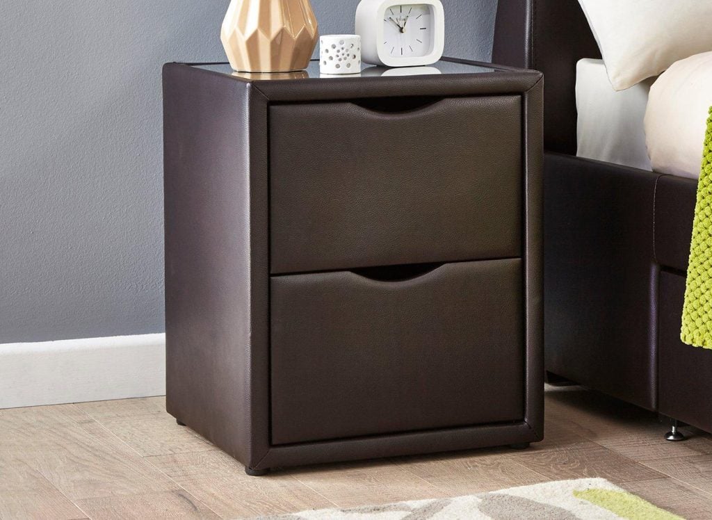 Lucia / Wilson Upholstered Bedside Table - Brown