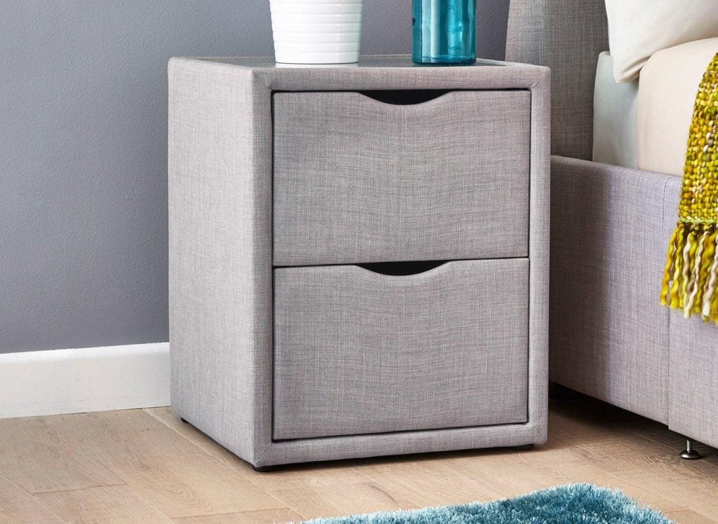 Lucia / Wilson Upholstered Bedside Table - Silver