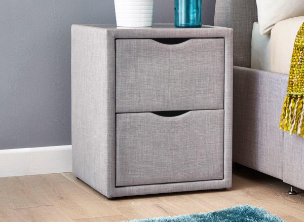 Lucia  Wilson Upholstered Bedside Table  Silver | Bed Sava