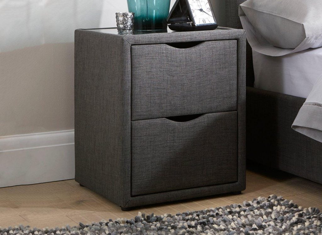 Lucia / Wilson Upholstered Bedside Table - Grey