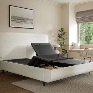 TEMPUR® Sensory Arc Smart Adjustable Upholstered Bed Frame  50 King  White | Bed Sava