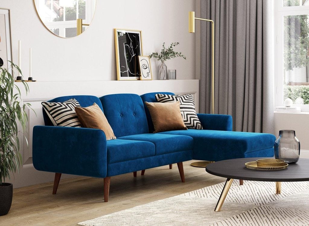 Gallway 3 Seater Corner Sofa Bed - Blue