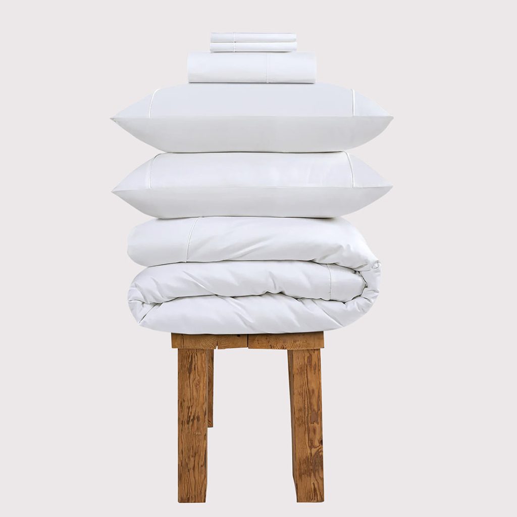 800 Thread Count Egyptian Cotton Harrogate Lux Buttery Smooth - White Bedding Set, Super King / White