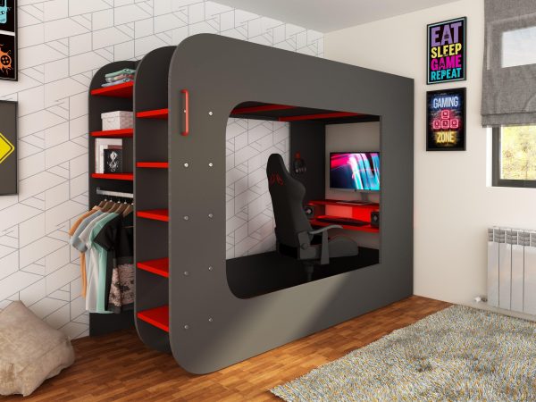 Marshall Loft Pod Gaming high sleeper  30 Euro Single  Black | Bed Sava