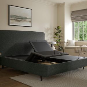 TEMPUR® Sensory Arc Smart Adjustable Upholstered Bed Frame  50 King  Grey | Bed Sava