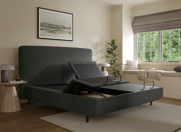 TEMPUR® Sensory Arc Smart Adjustable Upholstered Bed Frame  50 King  Grey | Bed Sava