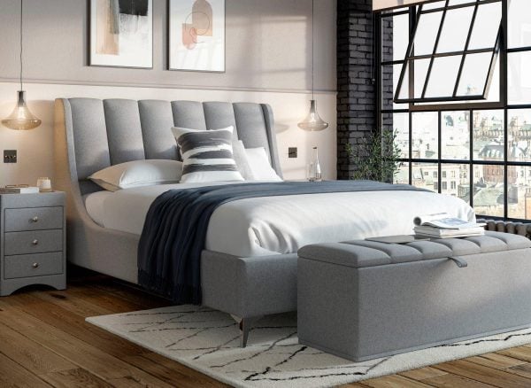 Enzo Upholstered Ottoman Bed Frame  60 Super King  Grey | Bed Sava
