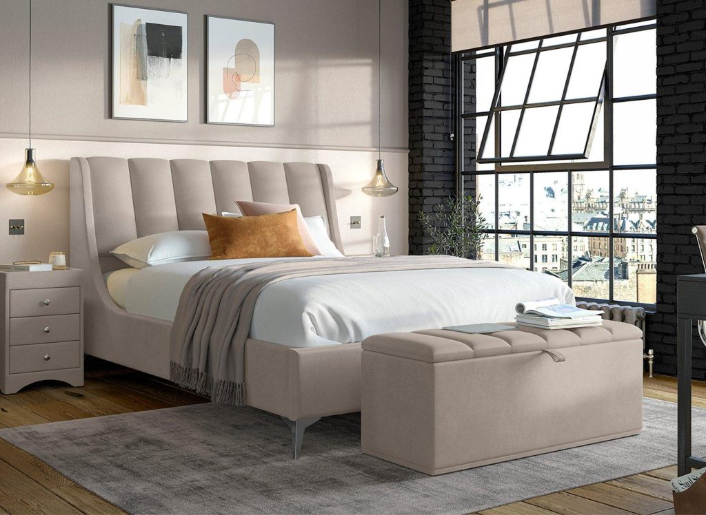 Enzo Upholstered Ottoman Bed Frame - 6'0 Super King - Beige