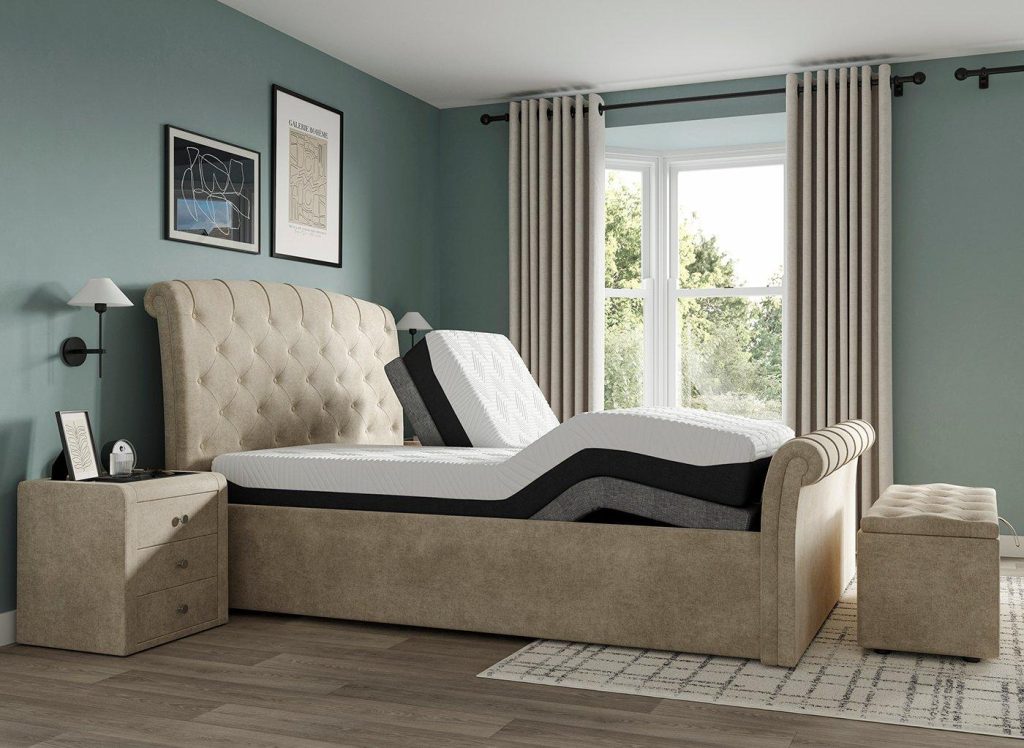 Paris Sleepmotion Adjustable Upholstered Bed Frame - 5'0 King - Beige