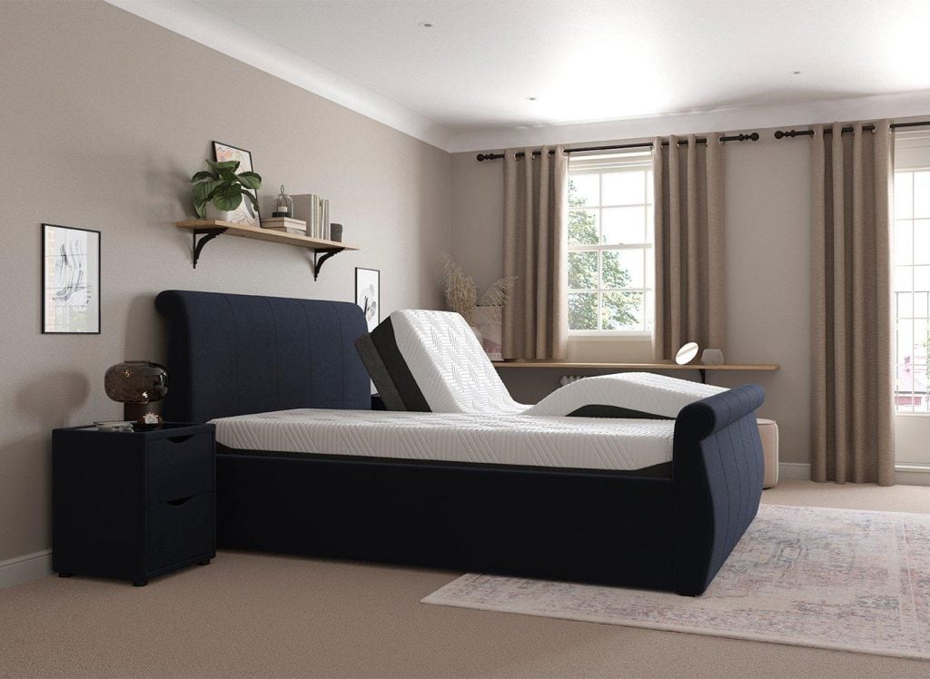 Lucia Sleepmotion King 200 u&i Adjustable Upholstered Bed Frame - 5'0 King - Blue