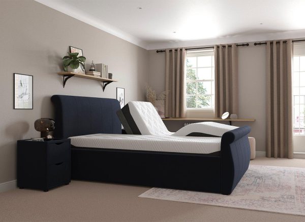 Lucia Sleepmotion King 200 ui Adjustable Upholstered Bed Frame  50 King  Blue | Bed Sava