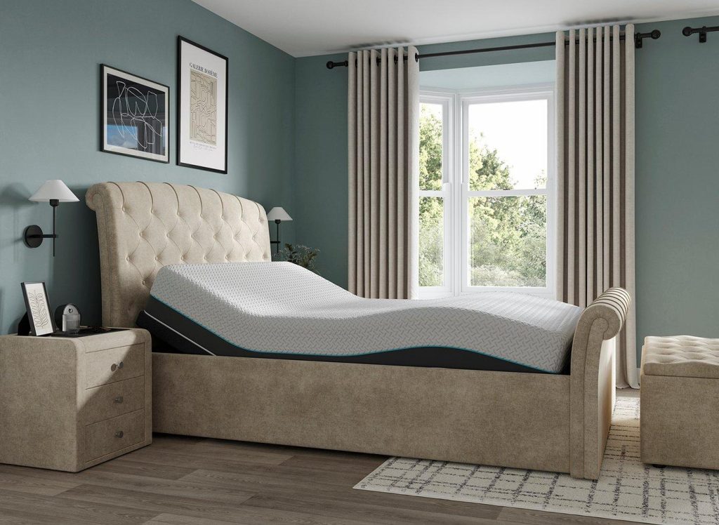 Paris Sleepmotion Adjustable Upholstered Bed Frame - 6'0 Super King - Beige