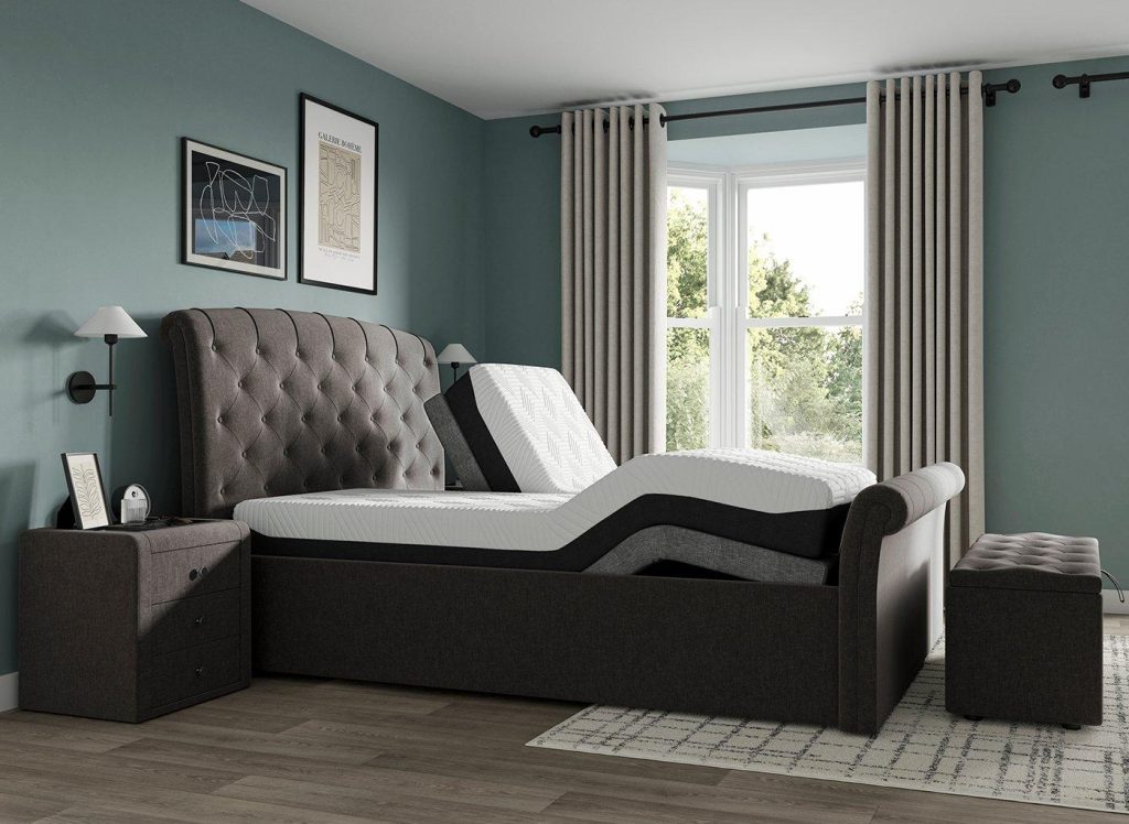 Paris Sleepmotion Adjustable Upholstered Bed Frame - 5'0 King - Grey