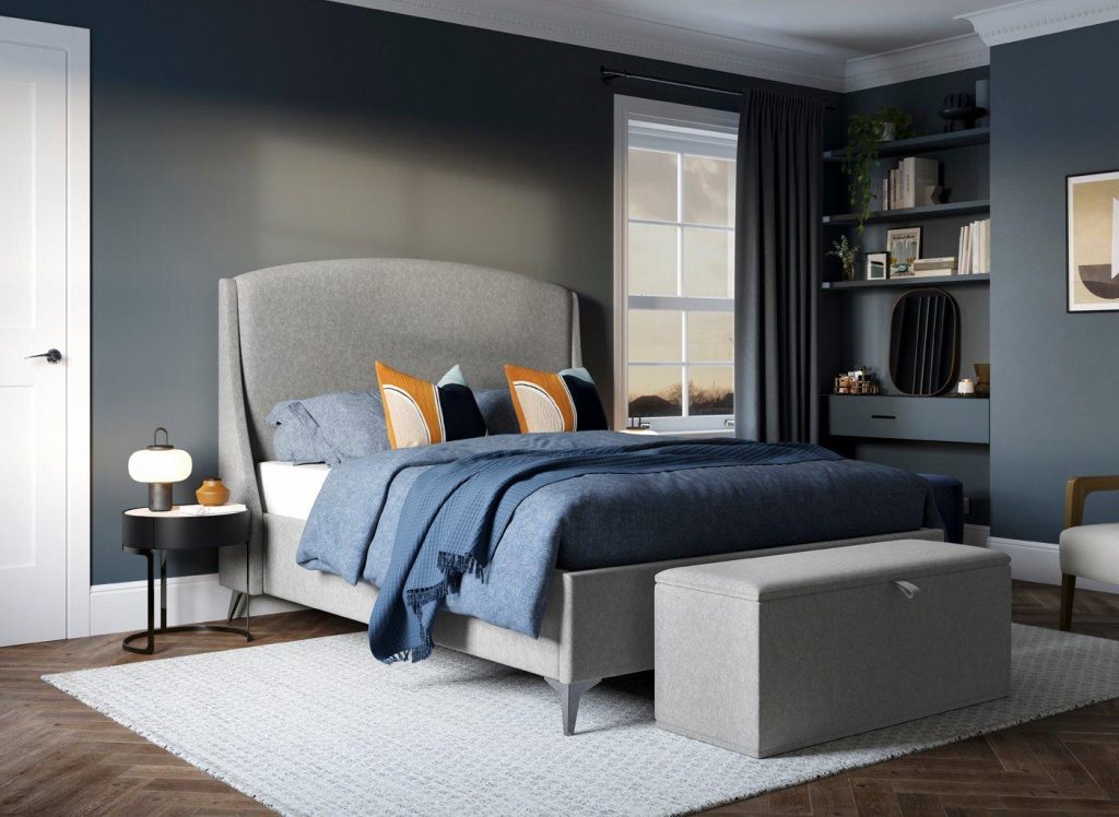 Camden Upholstered Shadow Ottoman Bed Frame  46 Double  Grey | Bed Sava