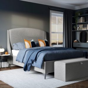 Camden Upholstered Shadow Ottoman Bed Frame  46 Double  Grey | Bed Sava