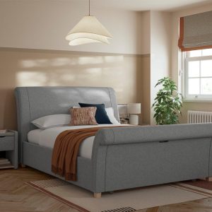 Delaware Upholstered Sleigh Bed Frame  46 Double  Grey | Bed Sava