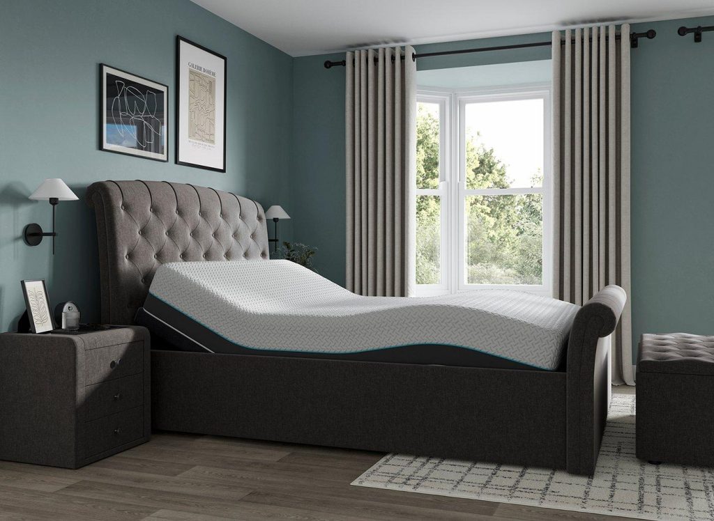 Paris Sleepmotion Adjustable Upholstered Bed Frame - 6'0 Super King - Grey