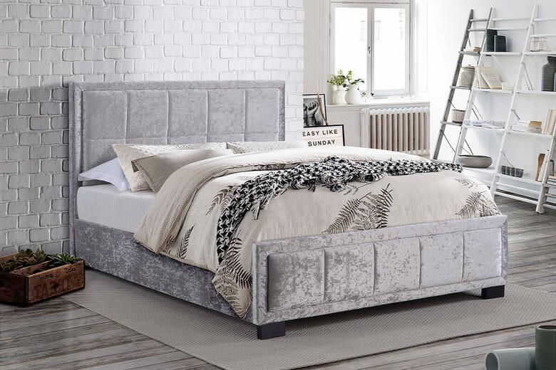 Birlea Hannover Steel Crushed Velvet Fabric Bed, King Size