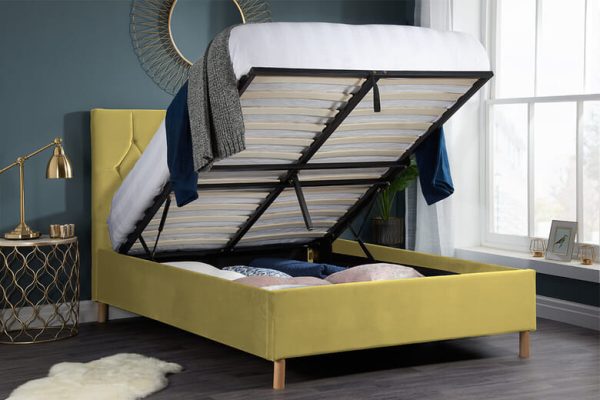 Birlea Loxley Mustard Ottoman Bed King Size | Bed Sava