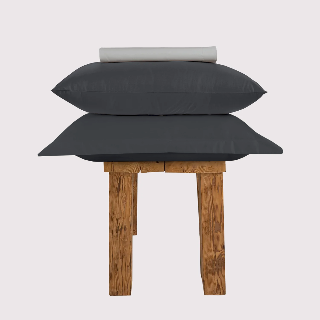 800 Thread Count Grand Splendour LUXE Sheet Set - Oyster Mushroom with Graphite Grey Bedding, Super King / Flat / Standard