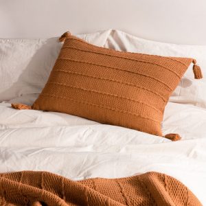Textured Tassel Cushion  Ginger | Bed Sava