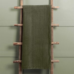 Velvet Quilted Throw  Sage | Bed Sava