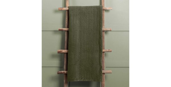 Velvet Quilted Throw  Sage | Bed Sava