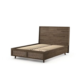 Jensen Bed  Dark Wood  Rattan Double | Bed Sava