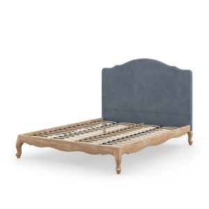 Sienna Velvet Bed  French Blue  Weathered Oak Double | Bed Sava