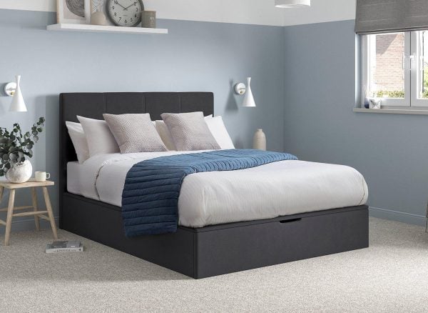 Acton Upholstered Storage Bed Frame  50 King  Grey | Bed Sava