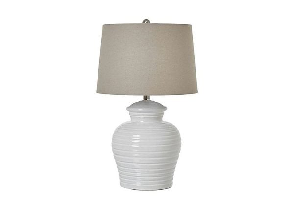 White Ceramic Pot Table Lamp | Bed Sava
