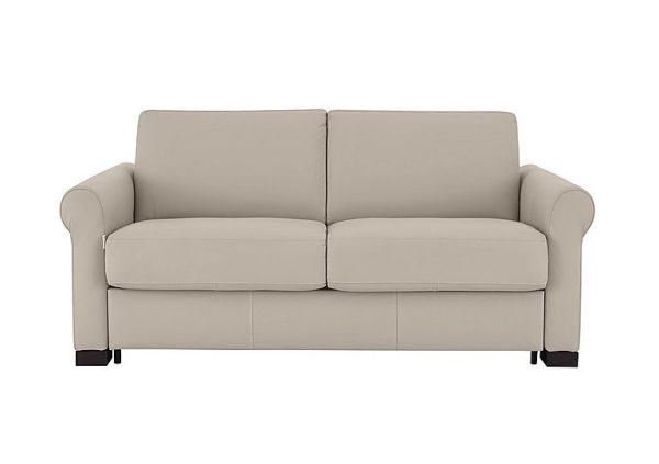 Nicoletti  Alcova 2 Seater Leather Sofa Bed with Scroll Arms  Botera Crema | Bed Sava