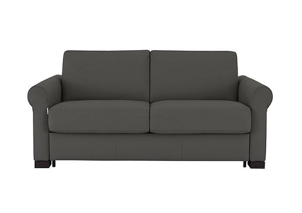 Nicoletti  Alcova 2 Seater Leather Sofa Bed with Scroll Arms  Botero Grigio | Bed Sava