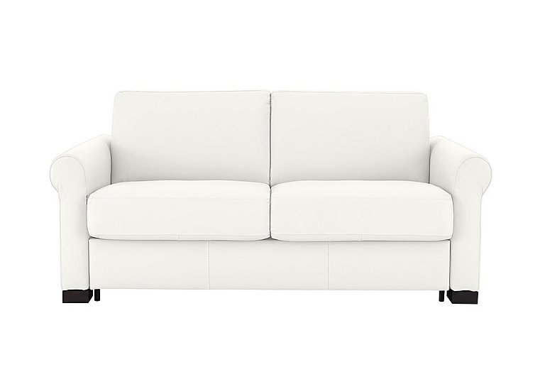 Nicoletti - Alcova 2 Seater Leather Sofa Bed with Scroll Arms - Torello Bianco Puro