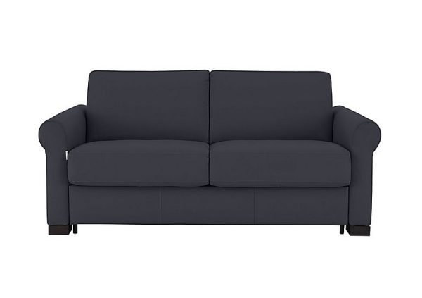 Nicoletti  Alcova 2 Seater Leather Sofa Bed with Scroll Arms  Torello Blu | Bed Sava