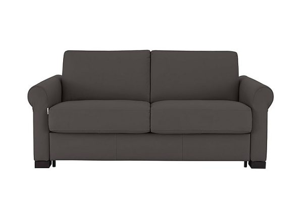 Nicoletti  Alcova 2 Seater Leather Sofa Bed with Scroll Arms  Torello Grigio Scuro | Bed Sava