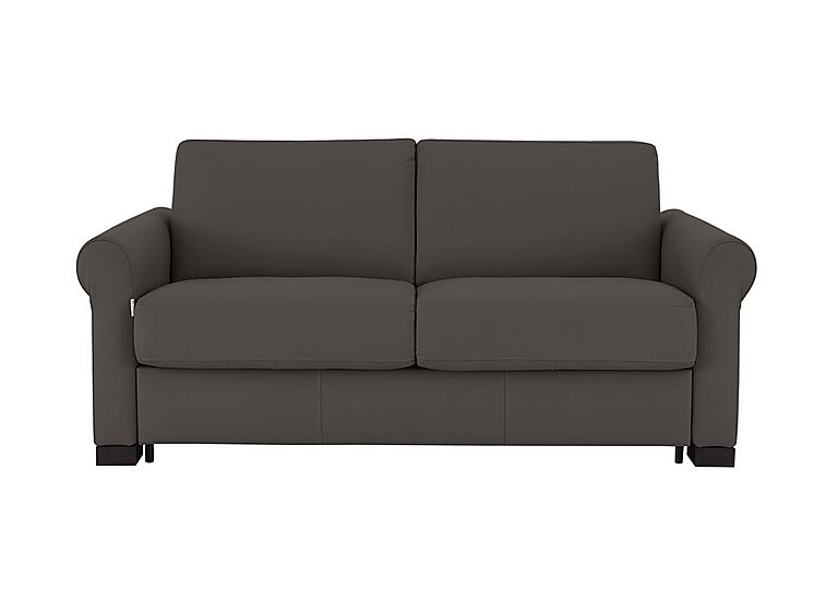 Nicoletti - Alcova 2 Seater Leather Sofa Bed with Scroll Arms - Torello Grigio Scuro