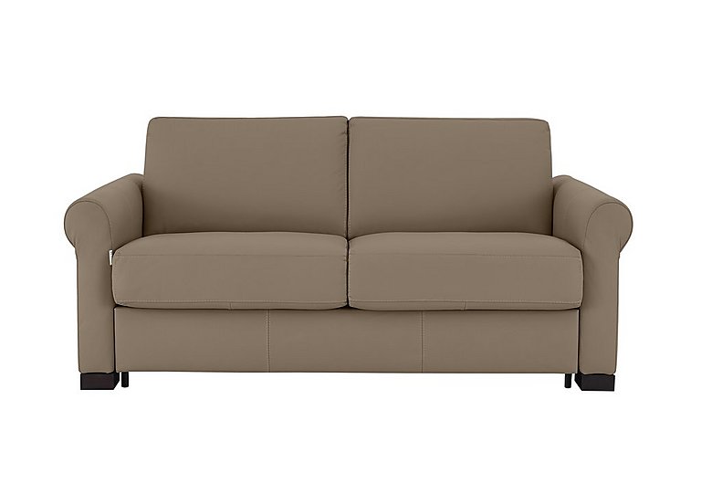 Nicoletti - Alcova 2 Seater Leather Sofa Bed with Scroll Arms - Torello Taupe