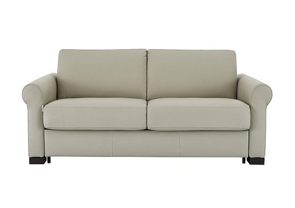 Nicoletti  Alcova 2 Seater Leather Sofa Bed with Scroll Arms  Torello Tortora | Bed Sava