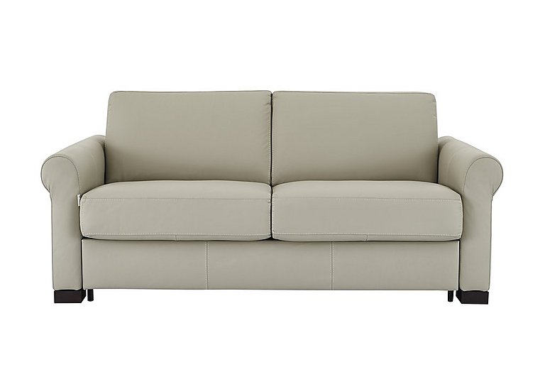 Nicoletti - Alcova 2 Seater Leather Sofa Bed with Scroll Arms - Torello Tortora