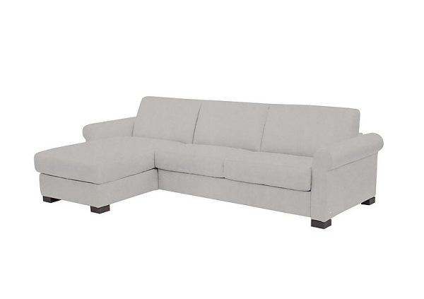 Nicoletti  Alcova 3 Seater Left Hand Facing Fabric Sofa Bed and Storage Chaise with Scroll Arms  Flambe Ghiaccio | Bed Sava
