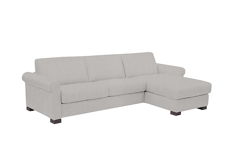 Nicoletti - Alcova 3 Seater Right Hand Facing Fabric Sofa Bed and Storage Chaise with Scroll Arms - Flambe Ghiaccio