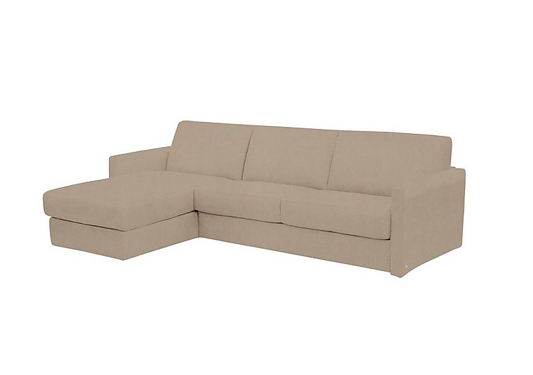 Nicoletti - Alcova 3 Seater Left Hand Facing Fabric Sofa Bed and Storage Chaise with Slim Arms - Flambe Visone