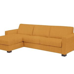 Nicoletti  Alcova 3 Seater Left Hand Facing Fabric Sofa Bed and Storage Chaise with Box Arms  Flambe Ocre | Bed Sava
