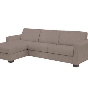 Nicoletti  Alcova 3 Seater Left Hand Facing Fabric Sofa Bed and Storage Chaise with Box Arms  Flambe Tortora | Bed Sava